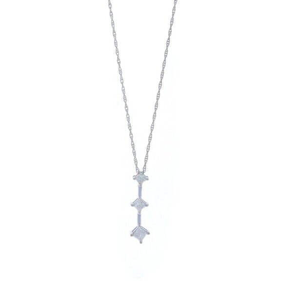 White Gold Diamond Journey Pendant Necklace 7 1/4